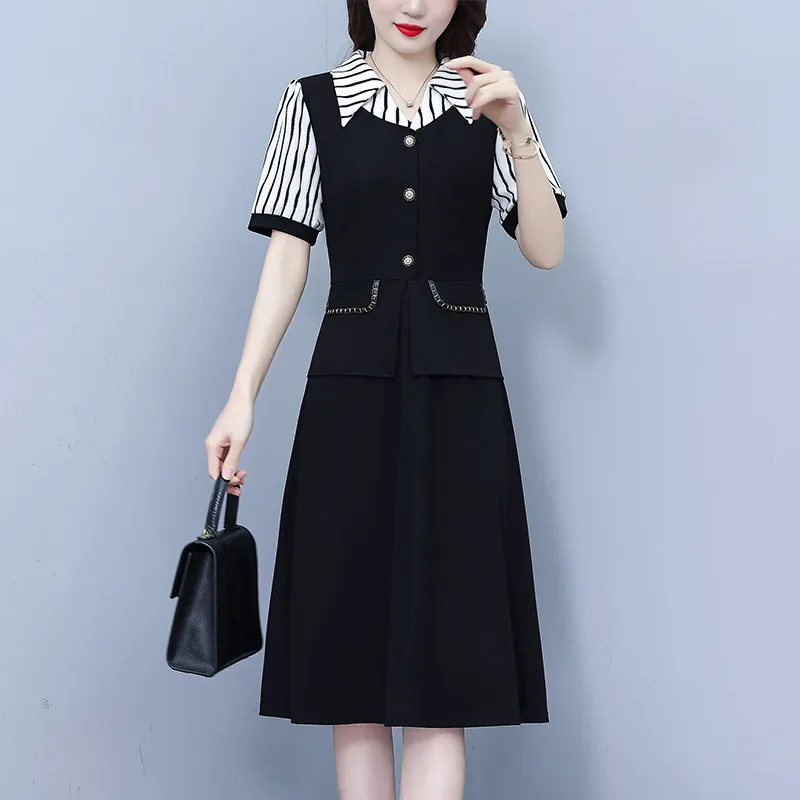 Flowers In Water Short Sleeved Dress Women's-5