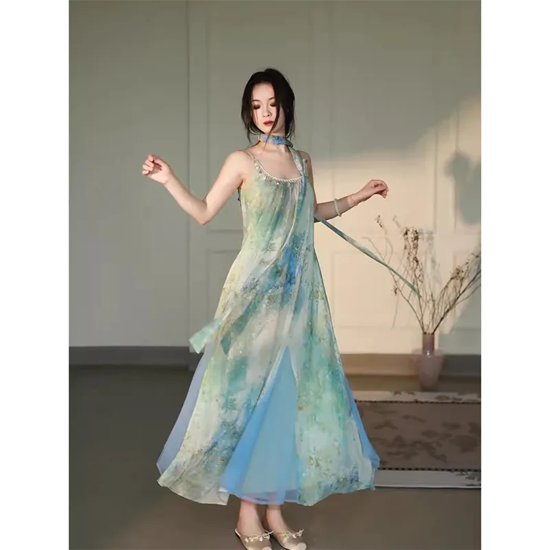 Flowers In Water Slip Dress Women's-3