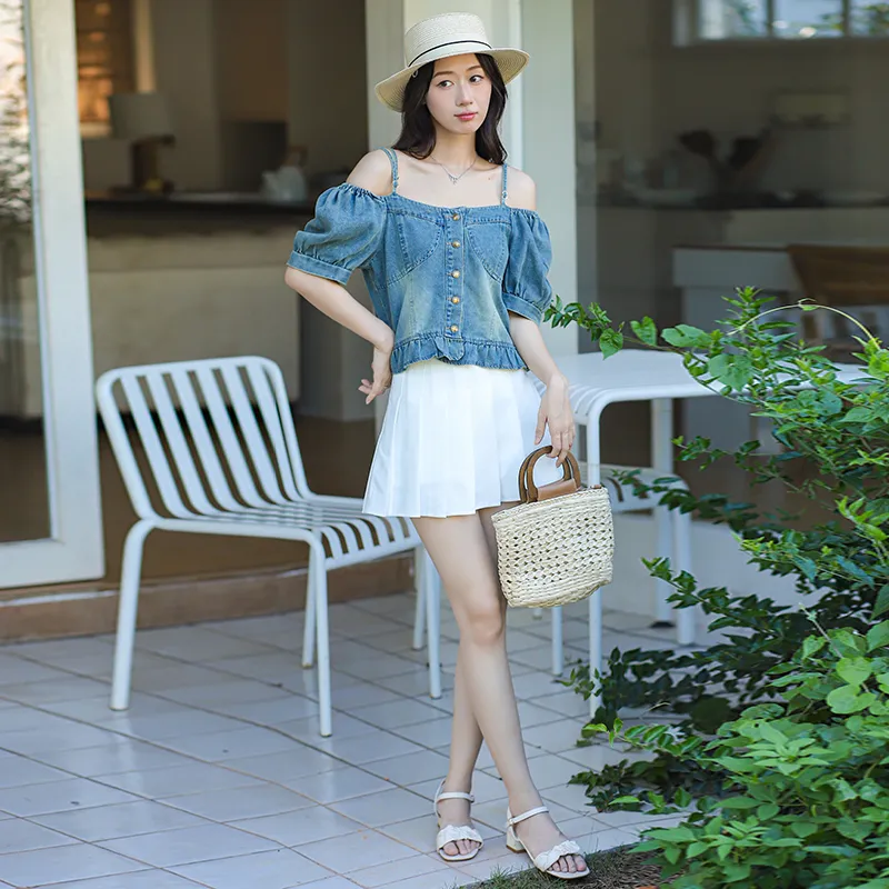 Flowers In Water T Shirt Women's Blue-5