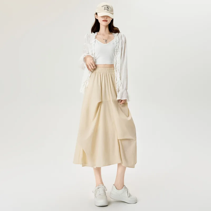 Flowers In Water Casual Long Skirt Women's-11