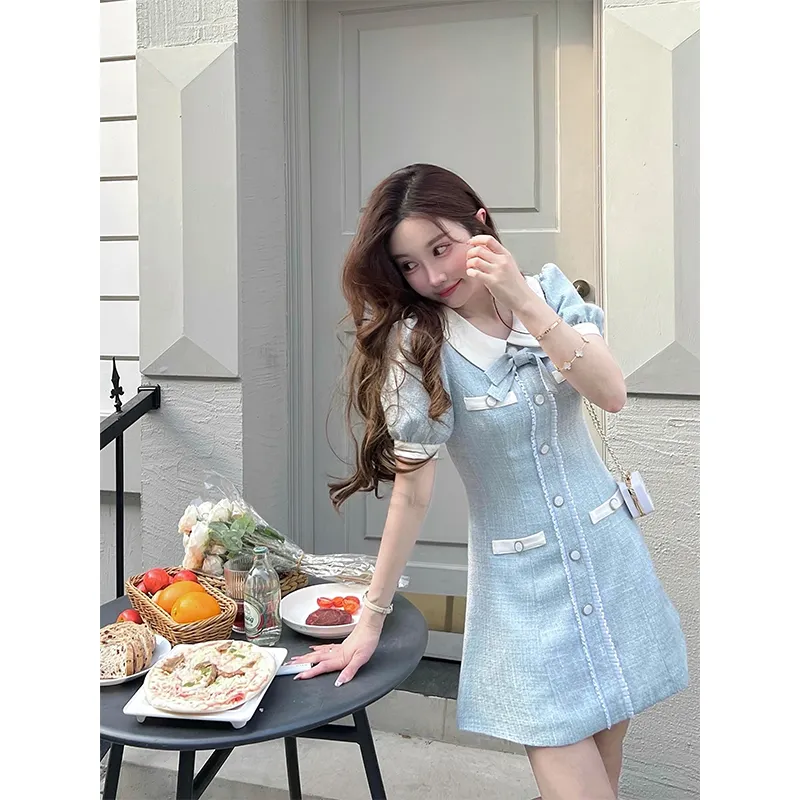 Flowers In Water Short Sleeved Dress Women's-2
