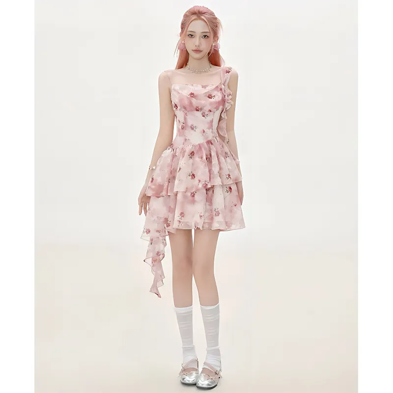Flowers In Water Slip Dress Women's-4