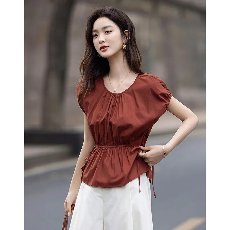 Flowers in water Shirts Women's Brick Red-3