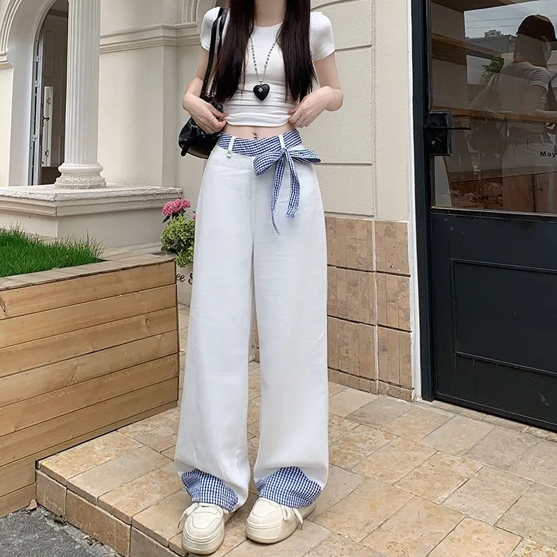 Flowers in water Jeans Women's White-4