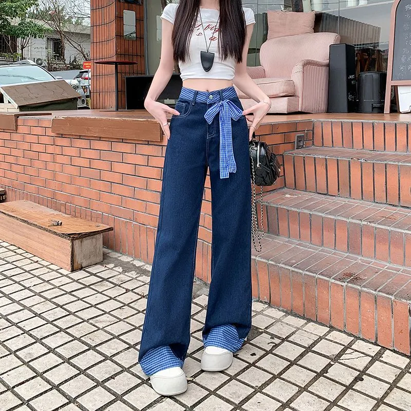 Flowers In Water Jeans Women's Blue-6
