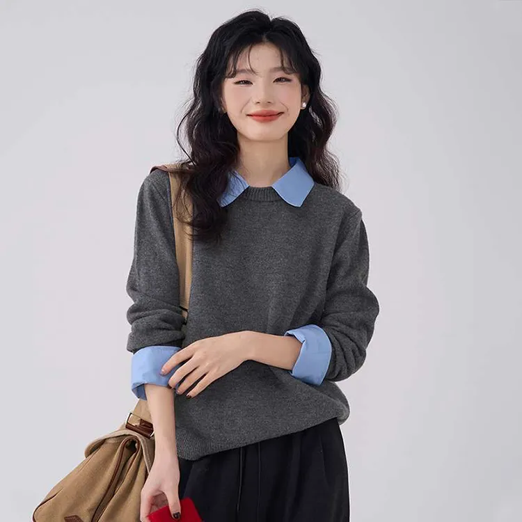 Flowers In Water Knitwear Women's Gray-3