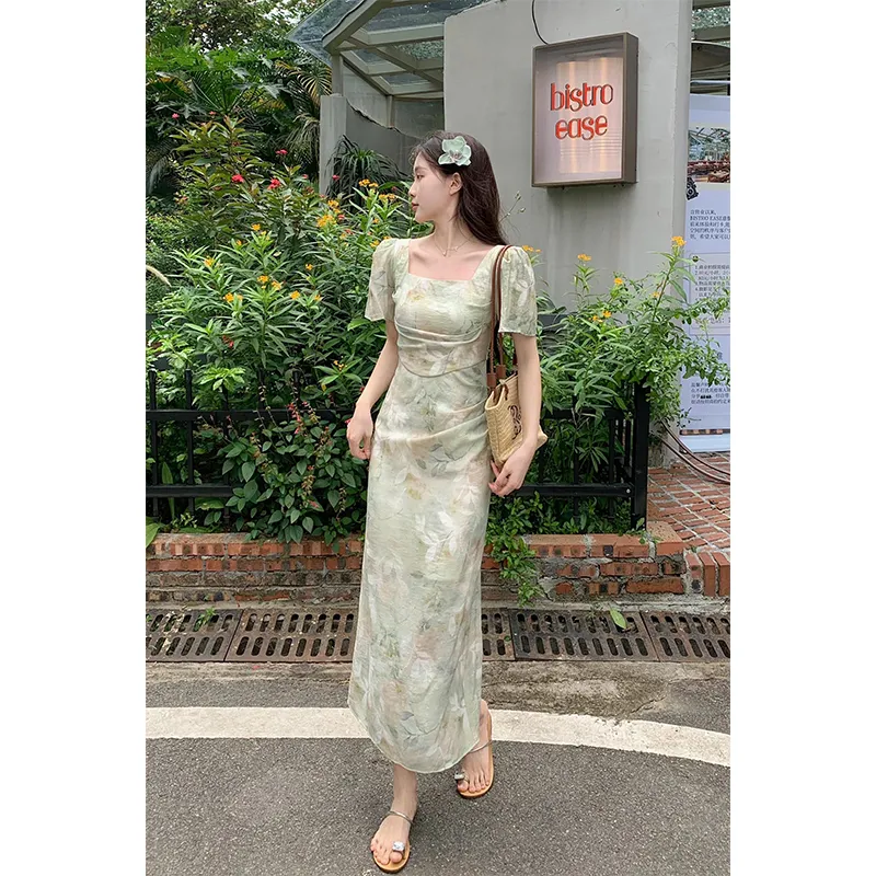 Flowers In Water Short Sleeved Dress Women's-3