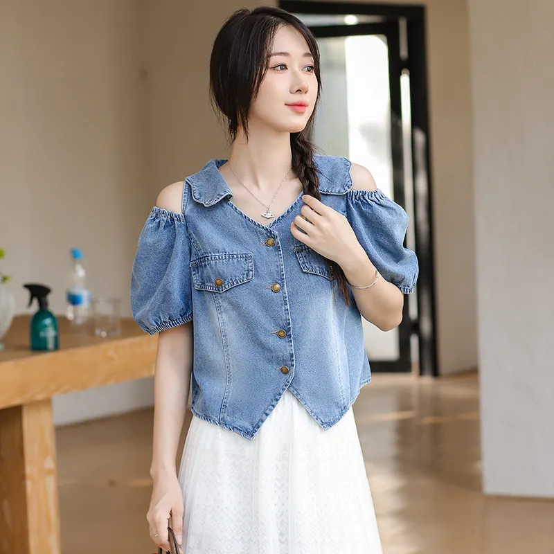 Flowers In Water Shirt Women's Blue-2