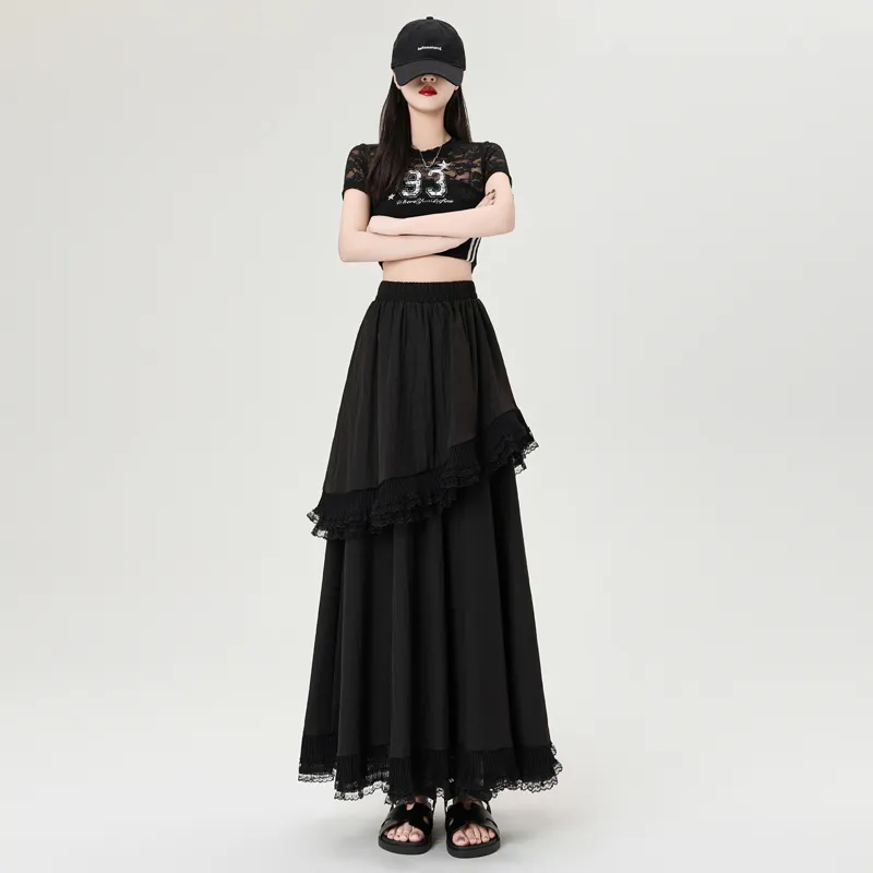 Flowers In Water Casual Long Skirt Women's-5
