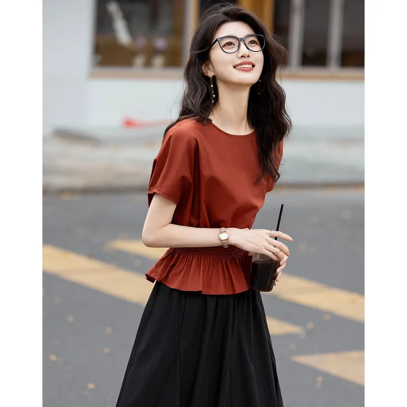 Flowers in water Shirts Women's Brick Red-2