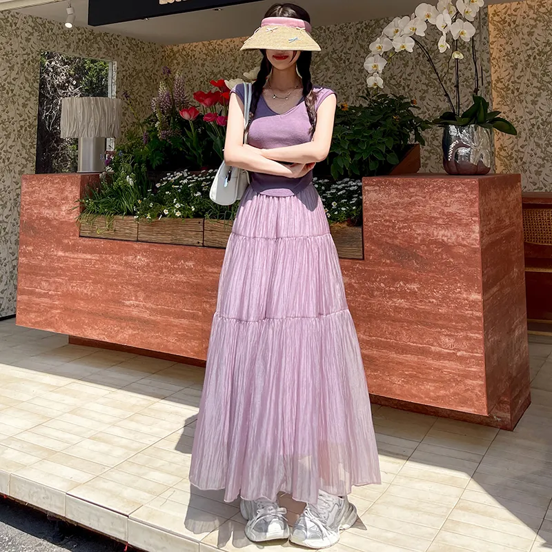 Flowers In Water Casual Long Skirt Women's-8