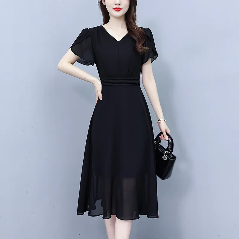 Flowers In Water Short Sleeved Dress Women's-4