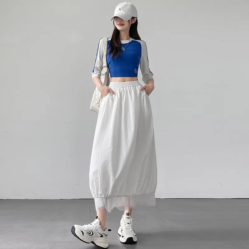 Flowers In Water Casual Long Skirt Women's-6