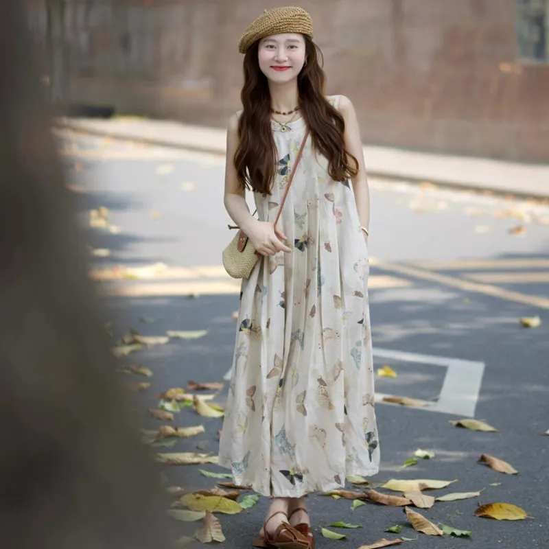 Flowers In Water Sleeveless Dress Women's-4