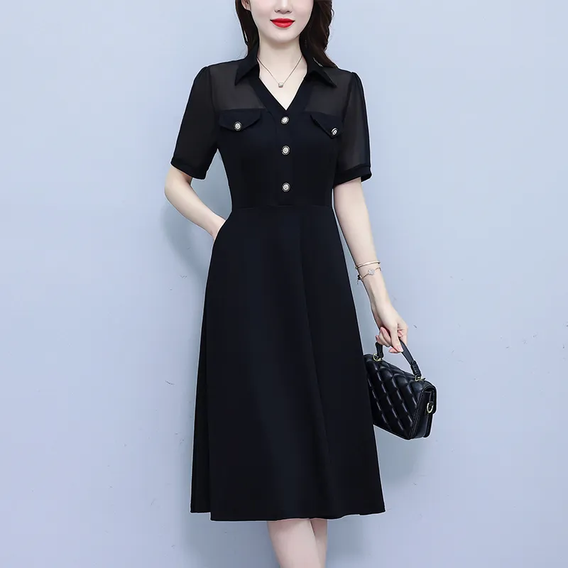 Flowers In Water Short Sleeved Dress Women's-5