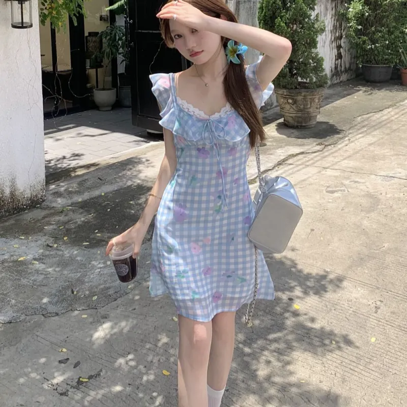 Flowers In Water Slip Dress Women's-4