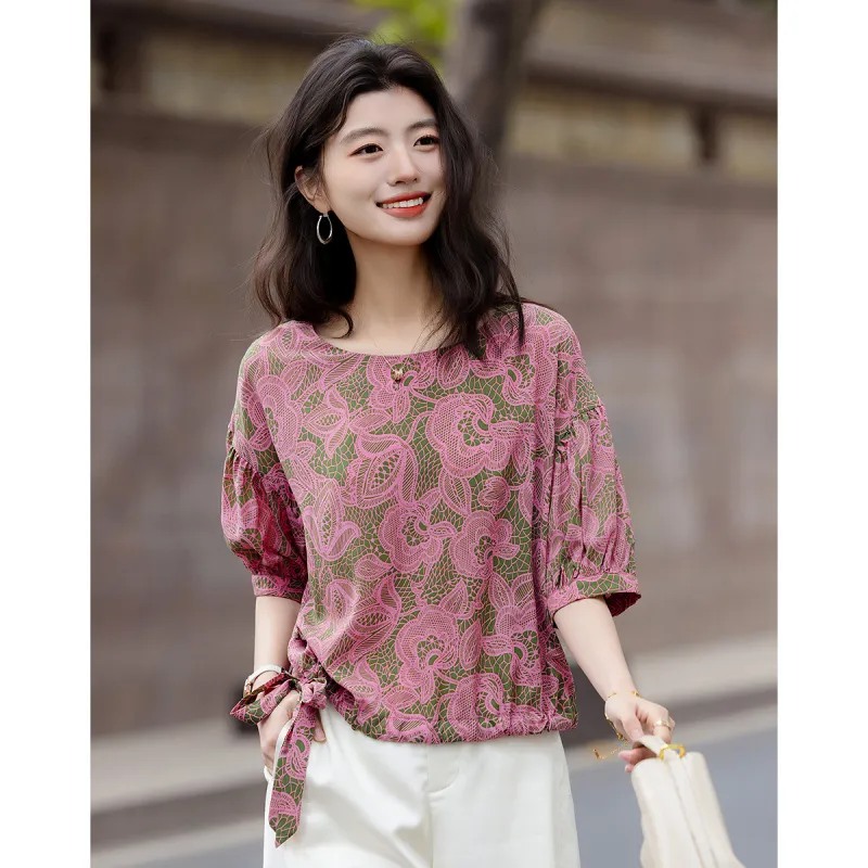 Flowers in water Shirts Women's Rouge Red-3
