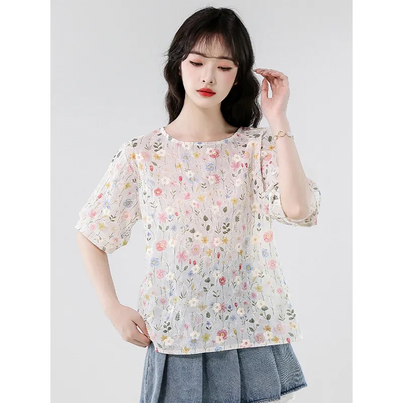 Flowers In Water T Shirt Women's-3
