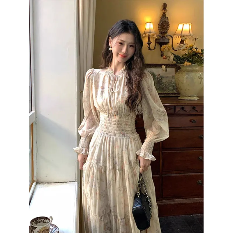 Flowers In Water Long Sleeved Dress Women's-3