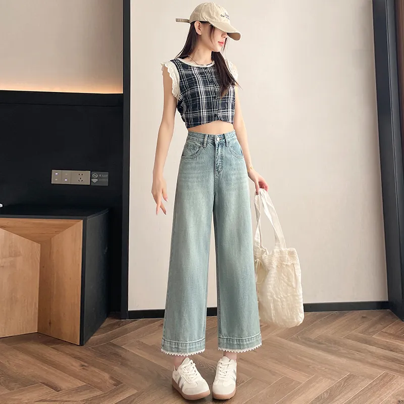 Flowers In Water Jeans Women's Vintage Blue-2