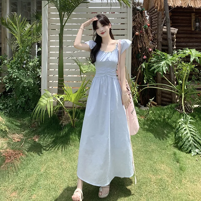 Flowers In Water Short Sleeved Dress Women's-3