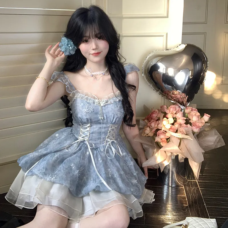 Flowers In Water Slip Dress Women's Image Color-4