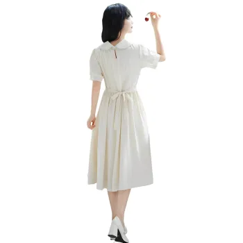 Flowers In Water Short Sleeved Dress Women's White