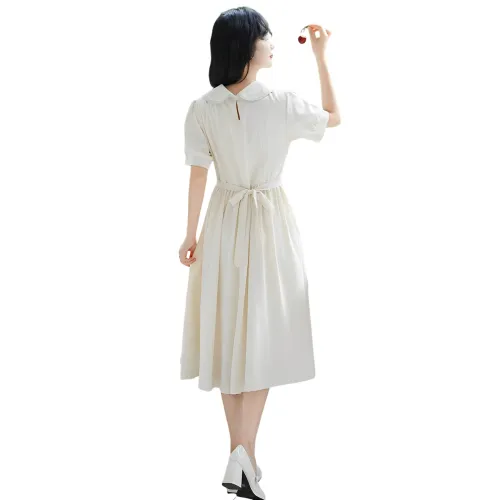 Flowers In Water Short Sleeved Dress Women's White