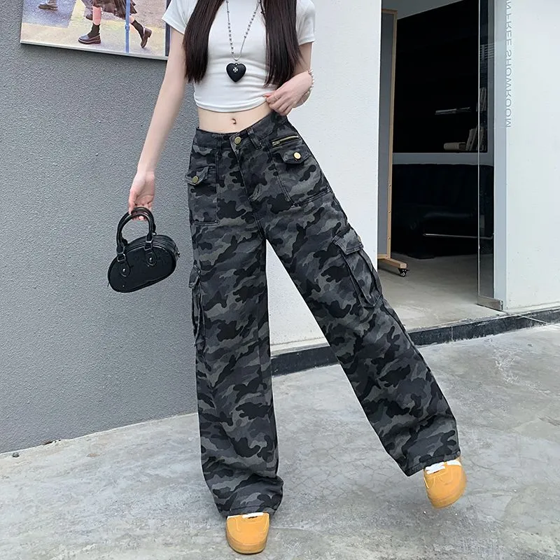 Flowers in water Jeans Women's Camouflage-3