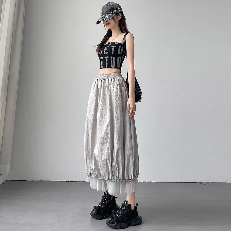 Flowers In Water Casual Long Skirt Women's-11