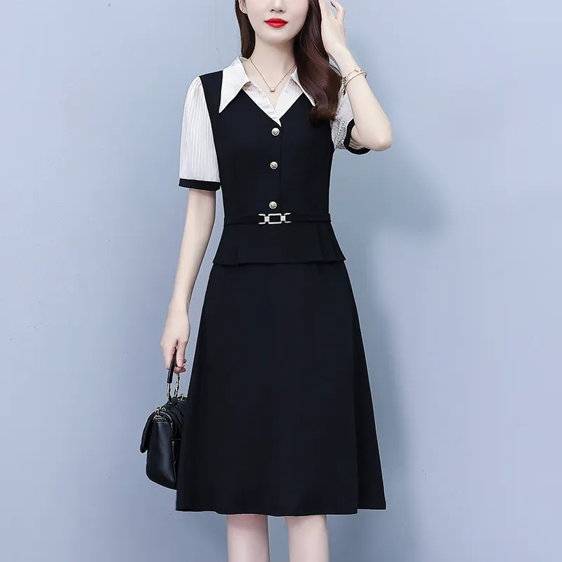 Flowers In Water Short Sleeved Dress Women's-6