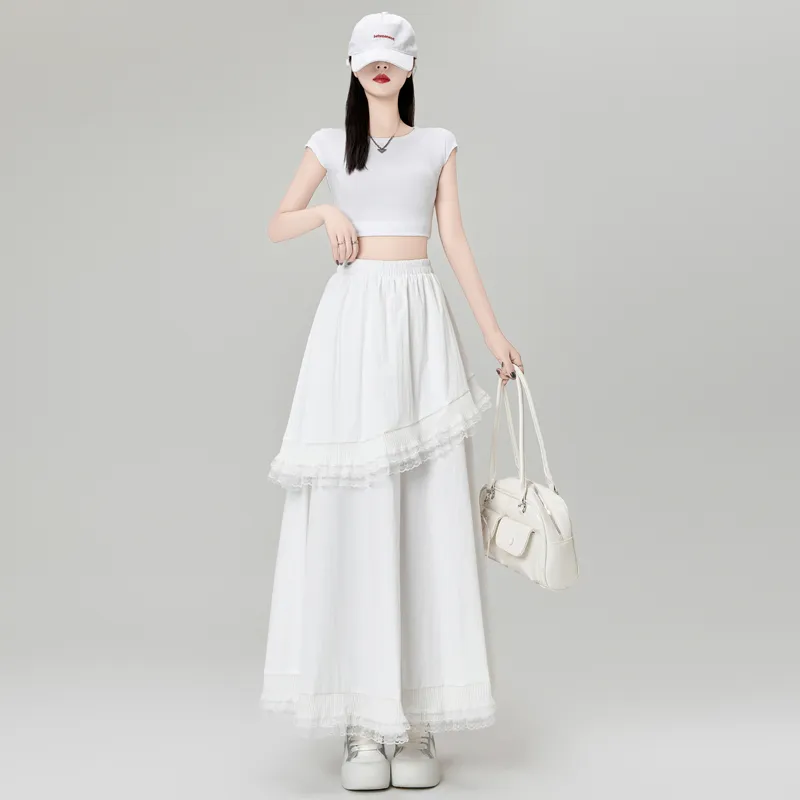 Flowers In Water Casual Long Skirt Women's-1