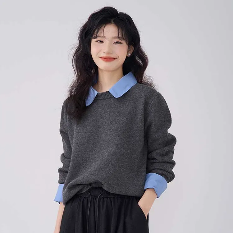 Flowers In Water Knitwear Women's Gray-2