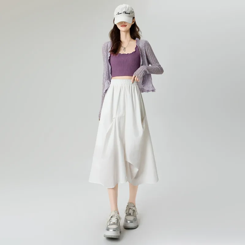Flowers In Water Casual Long Skirt Women's-2