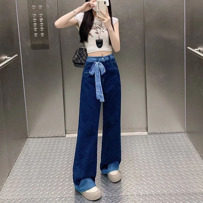 Flowers In Water Jeans Women's Blue-5