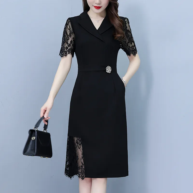 Flowers In Water Short Sleeved Dress Women's-5