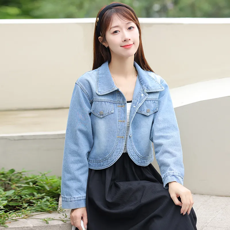 Flowers In Water Denim Jacket Women's-1