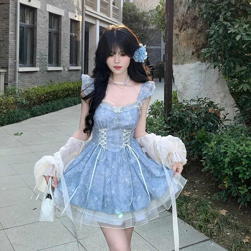 Flowers In Water Slip Dress Women's Image Color-3