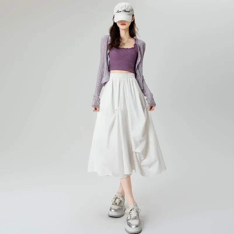 Flowers In Water Casual Long Skirt Women's-1