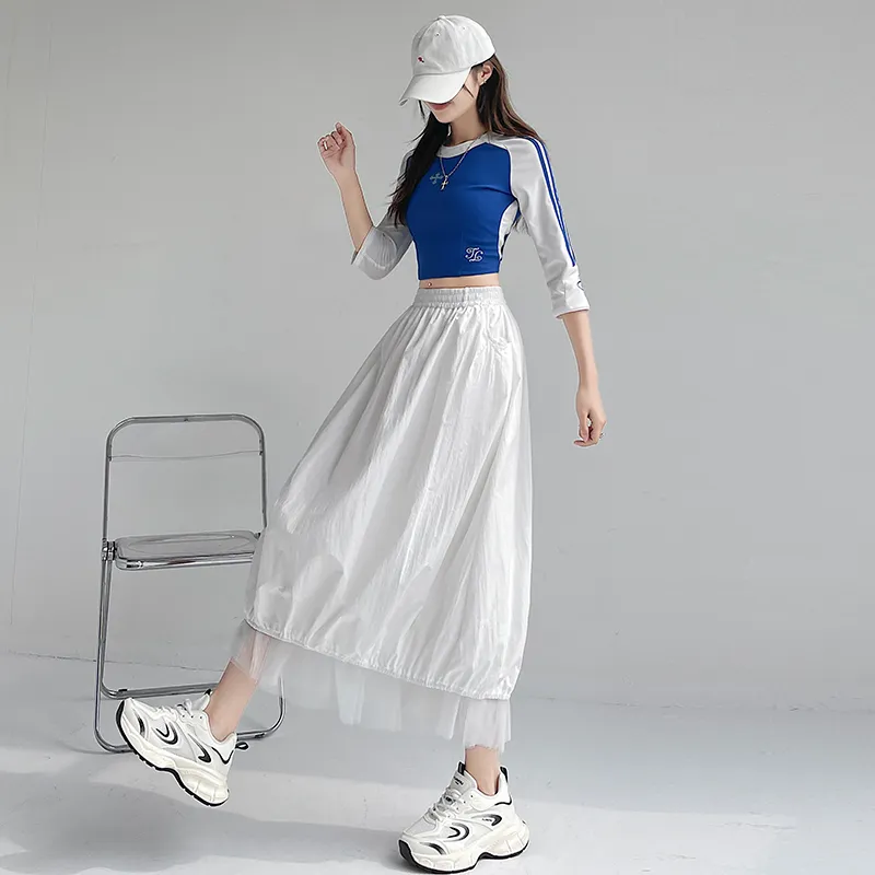 Flowers In Water Casual Long Skirt Women's-5