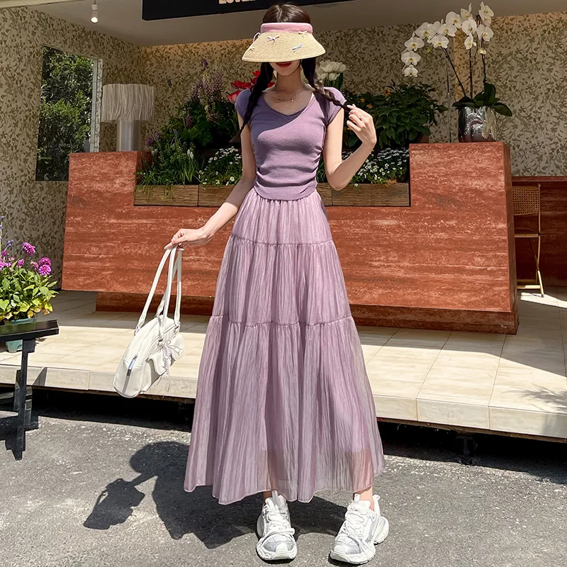 Flowers In Water Casual Long Skirt Women's-7