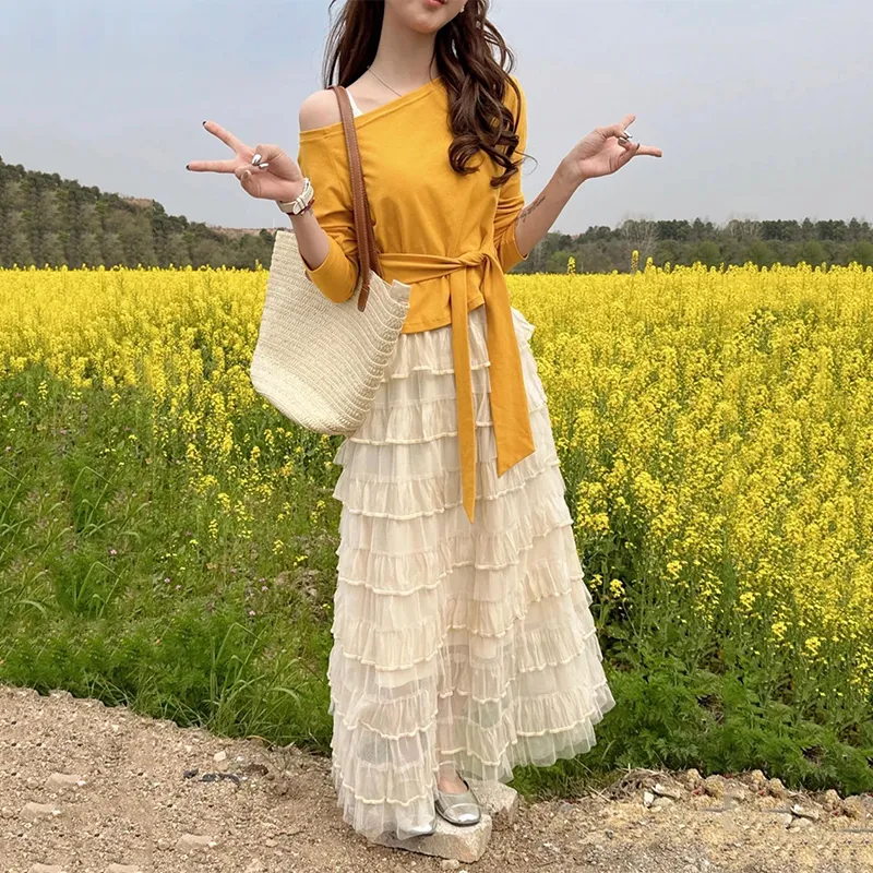 Flowers In Water Skirt Set Women's-2