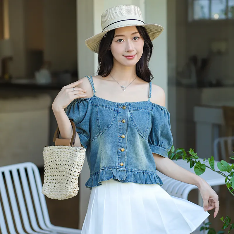 Flowers In Water T Shirt Women's Blue-3