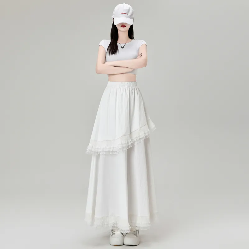 Flowers In Water Casual Long Skirt Women's-3