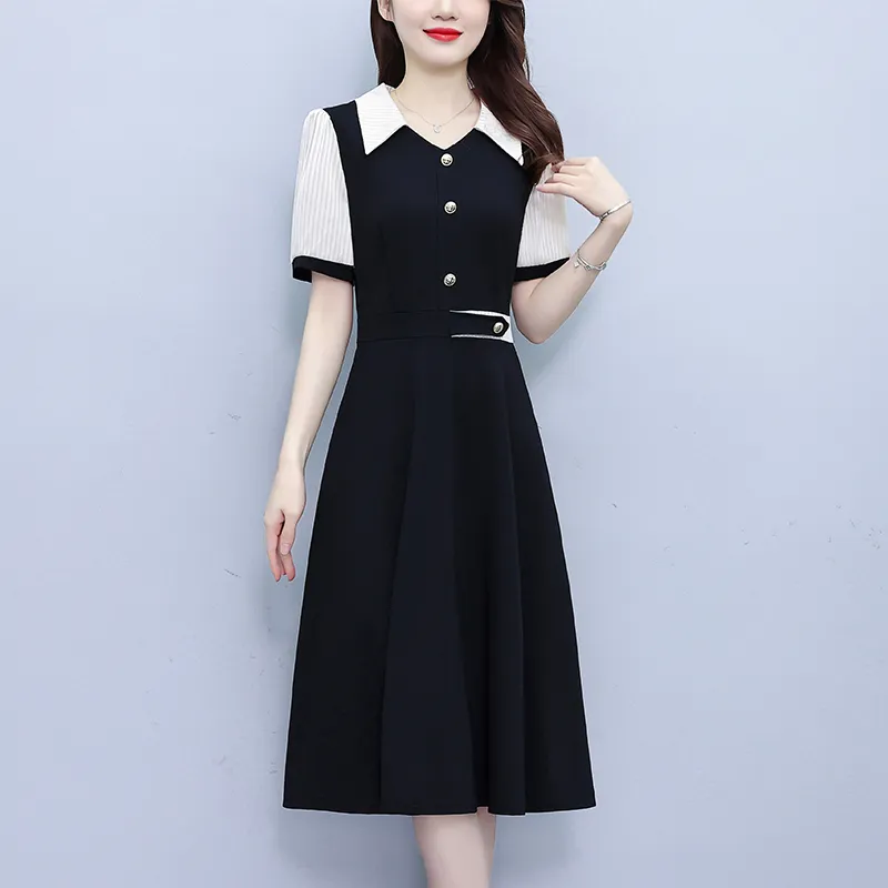 Flowers In Water Short Sleeved Dress Women's-3