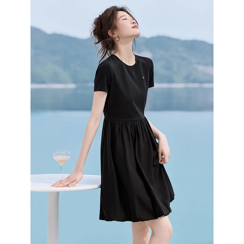Flowers In Water Short Sleeved Dress Women's-3