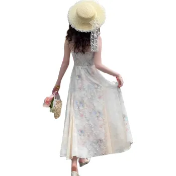 Flowers In Water Slip Dress Women's Multicolor