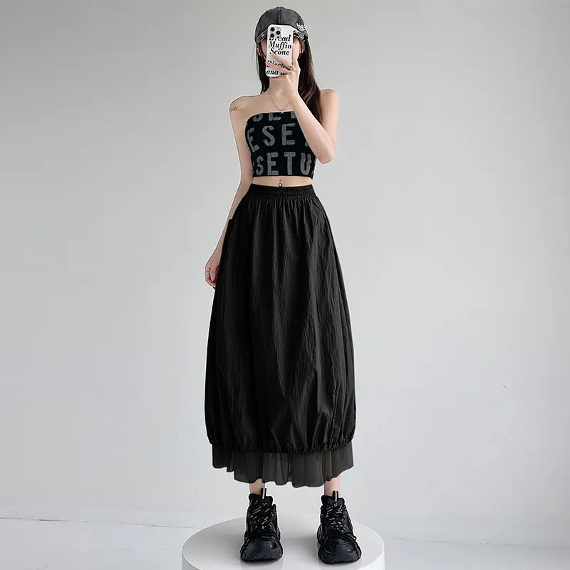 Flowers In Water Casual Long Skirt Women's-15