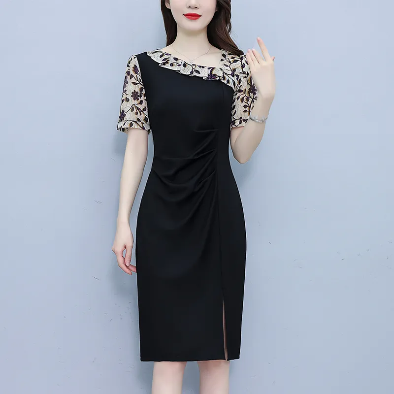 Flowers In Water Short Sleeved Dress Women's-2