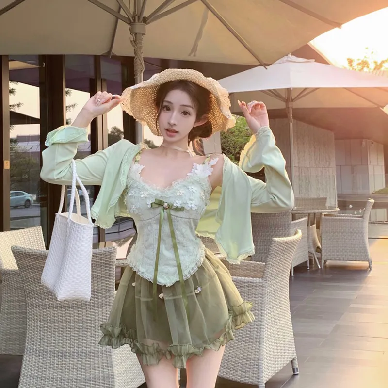 Flowers In Water Skirt Set Women's-2